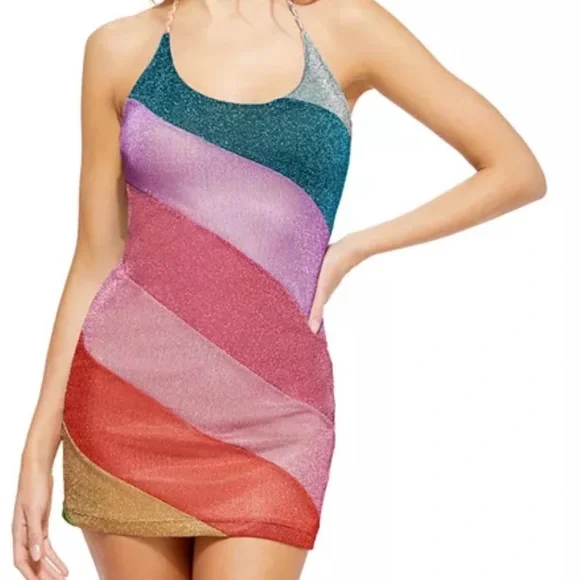 KURT GEIGER LONDON Rainbow Mini Dress Size M - Picture 6 of 7